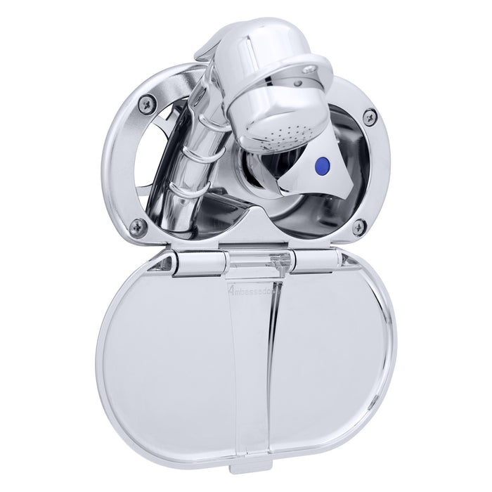 Ambassador Marine 136-0207-CW Trinidad- Transom Shower (Cold Only), Chrome Cup & Lid, Small Chrome Sprayer, 10' White Rubber Hose, Chrome Trinidad Handle