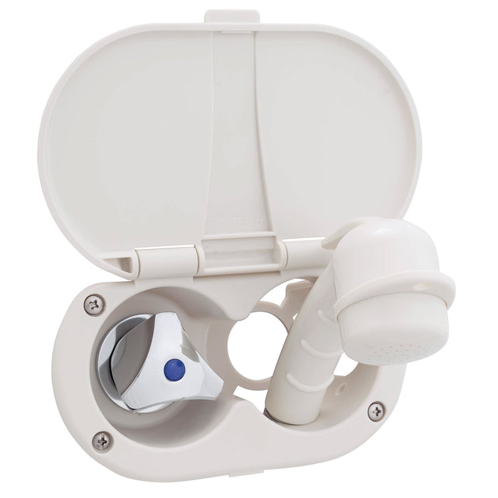 Ambassador Marine 136-0208-WH Trinidad- Transom Shower (Cold Only), Warm White Cup & Lid, Small Warm White Sprayer, 6' Stainless Steel Hose, Chrome Trinidad Handle