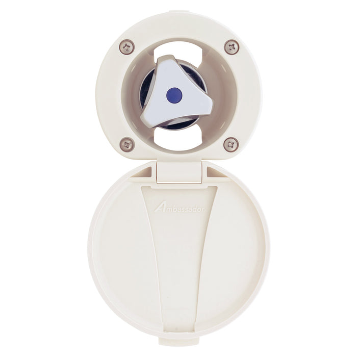 Ambassador Marine 136-0209-CW Trinidad - Válvula de control empotrada (solo agua fría), taza y tapa en blanco cálido, manija Trinidad cromada