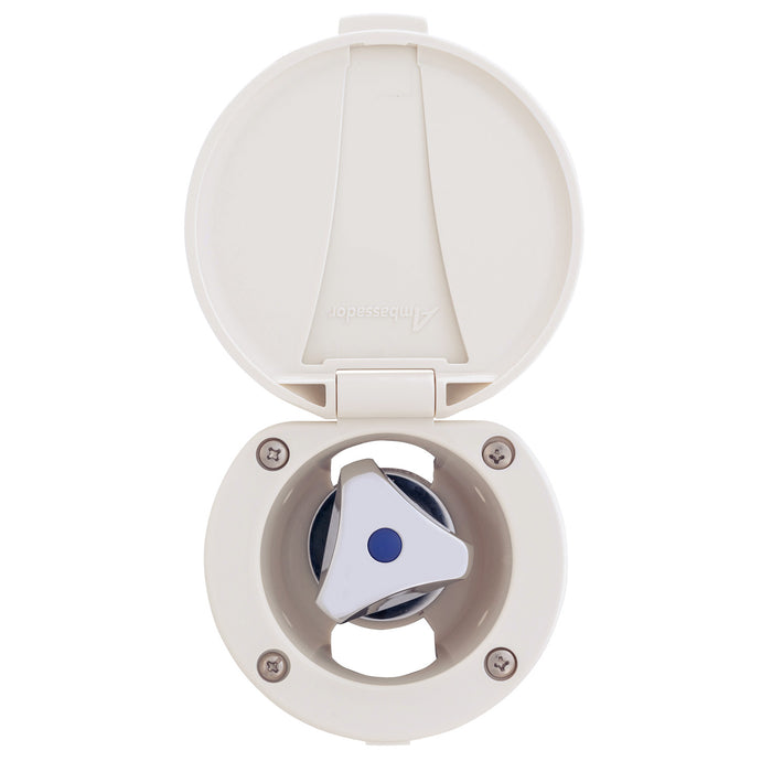 Ambassador Marine 136-0209-CW Trinidad - Válvula de control empotrada (solo agua fría), taza y tapa en blanco cálido, manija Trinidad cromada