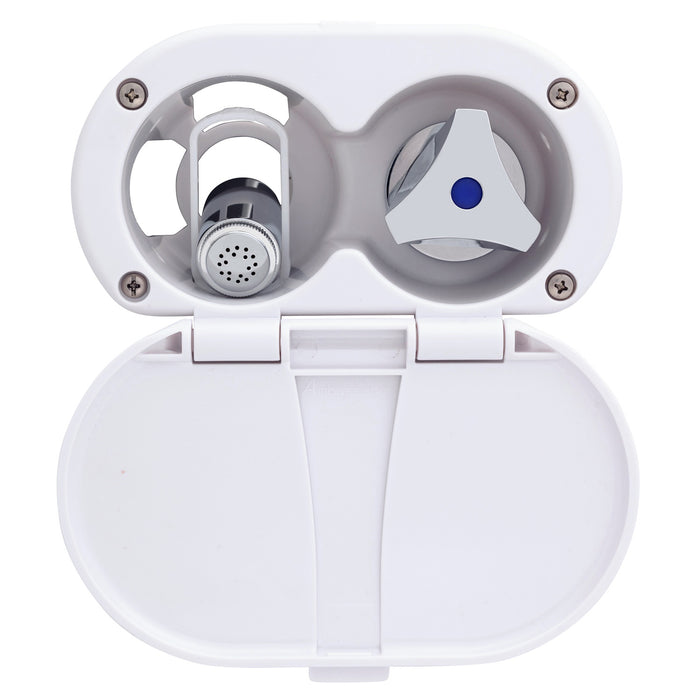 Ambassador Marine 136-0212-AW Trinidad- Transom Shower (Cold Only), Arctic White Cup & Lid, Hammer-Head Arctic White Sprayer, 6' White Rubber Hose, Chrome Trinidad Handle
