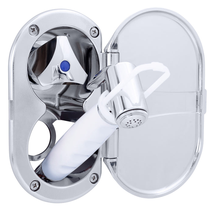 Ambassador Marine 136-0212-CA Trinidad- Transom Shower (Cold Only), Chrome Cup & Lid, Hammer-Head Arctic White Sprayer, 6' White Rubber Hose, Chrome Trinidad Handle