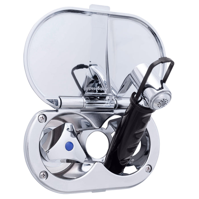 Ambassador Marine 136-0212-CP Trinidad- Transom Shower (Cold Only), Chrome Cup & Lid, Hammer-Head Black Sprayer, 6' Black Rubber Hose, Chrome Trinidad Handle