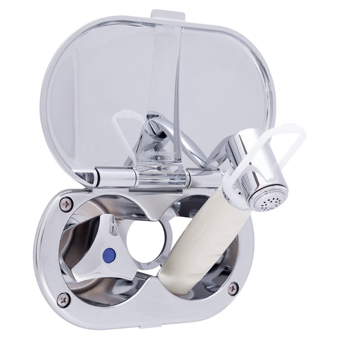 Ambassador Marine 136-0212-CW Trinidad- Transom Shower (Cold Only), Chrome Cup & Lid, Hammer-Head Warm White Sprayer, 6' White Rubber Hose, Chrome Trinidad Handle
