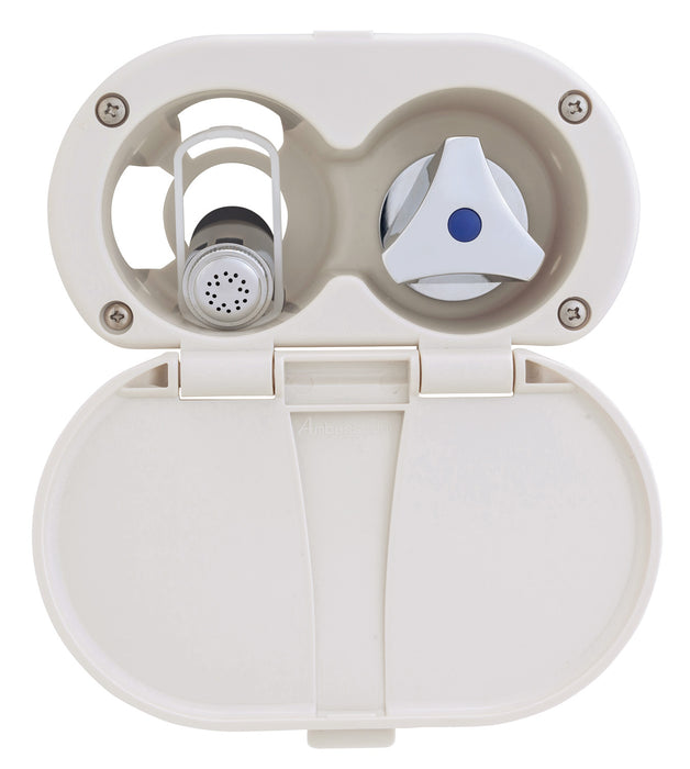 Ambassador Marine 136-0212-WH Trinidad- Transom Shower (Cold Only), Warm White Cup & Lid, Hammer-Head Warm White Sprayer, 6' White Rubber Hose, Chrome Trinidad Handle