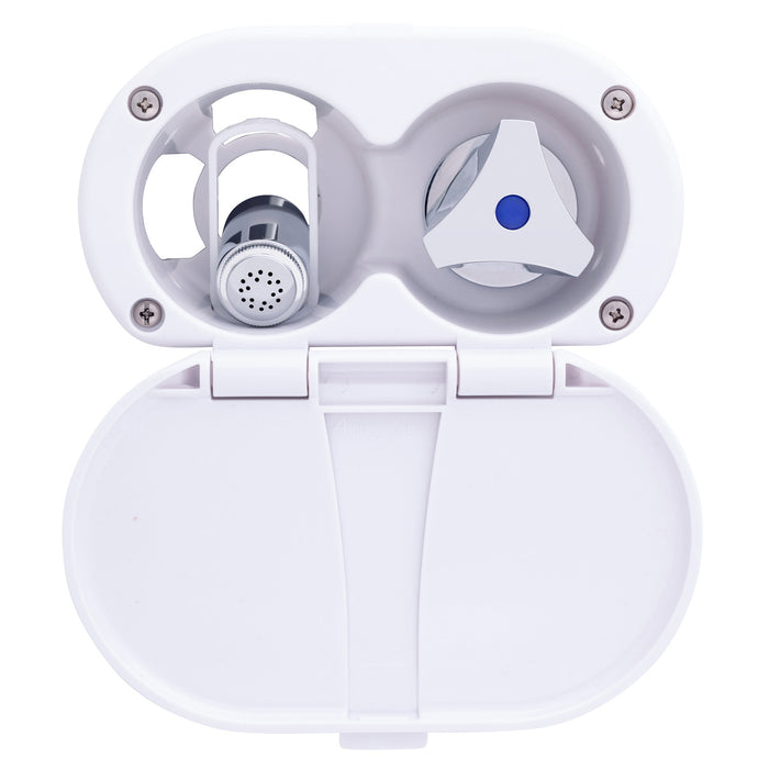 Ambassador Marine 136-0214-AW Trinidad- Transom Shower (Cold Only), Arctic White Cup & Lid, Hammer-Head Arctic White Sprayer, 10' White Rubber Hose, Chrome Trinidad Handle