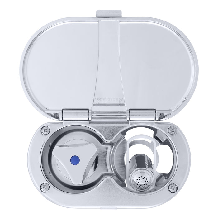 Ambassador Marine 136-0214-CA Trinidad- Transom Shower (Cold Only), Chrome Cup & Lid, Hammer-Head Arctic White Sprayer, 10' White Rubber Hose, Chrome Trinidad Handle