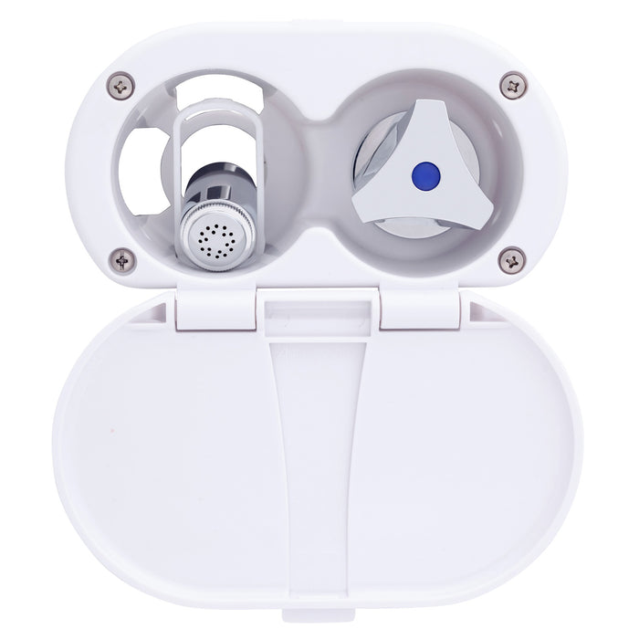 Ambassador Marine 136-0216-AW Trinidad- Transom Shower (Cold Only), Arctic White Cup & Lid, Hammer-Head Arctic White Sprayer, 6' Stainless Steel Hose, Chrome Trinidad Handle