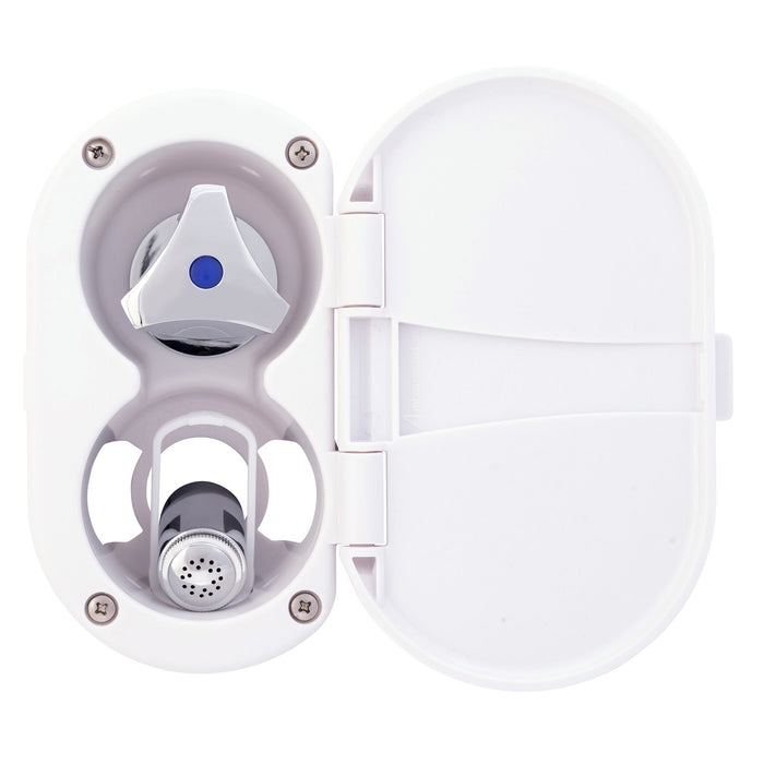 Ambassador Marine 136-0216-AW Trinidad- Transom Shower (Cold Only), Arctic White Cup & Lid, Hammer-Head Arctic White Sprayer, 6' Stainless Steel Hose, Chrome Trinidad Handle