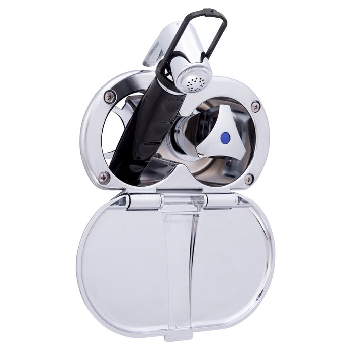 Ambassador Marine 136-0216-CP Trinidad- Transom Shower (Cold Only), Chrome Cup & Lid, Hammer-Head Black Sprayer, 6' Stainless Steel Hose, Chrome Trinidad Handle