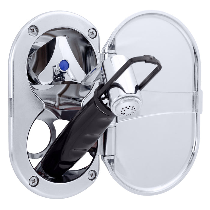 Ambassador Marine 136-0216-CP Trinidad- Transom Shower (Cold Only), Chrome Cup & Lid, Hammer-Head Black Sprayer, 6' Stainless Steel Hose, Chrome Trinidad Handle