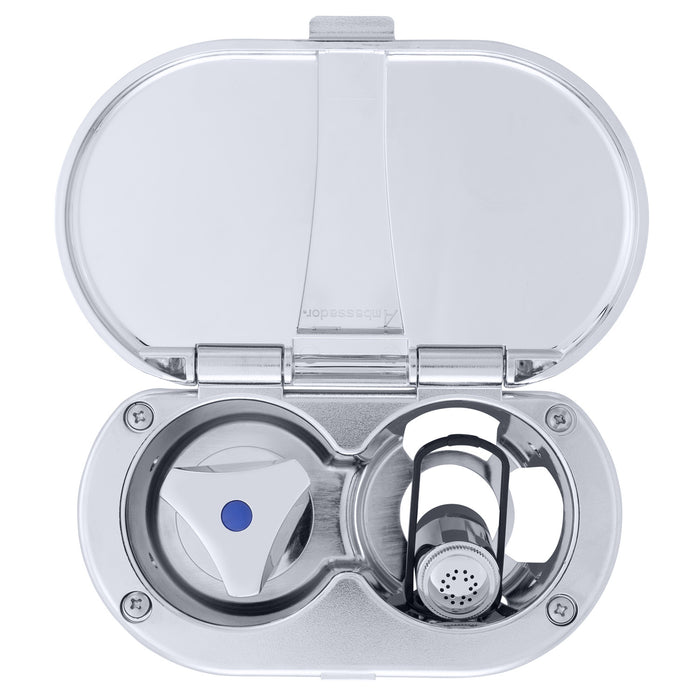 Ambassador Marine 136-0216-CP Trinidad- Transom Shower (Cold Only), Chrome Cup & Lid, Hammer-Head Black Sprayer, 6' Stainless Steel Hose, Chrome Trinidad Handle