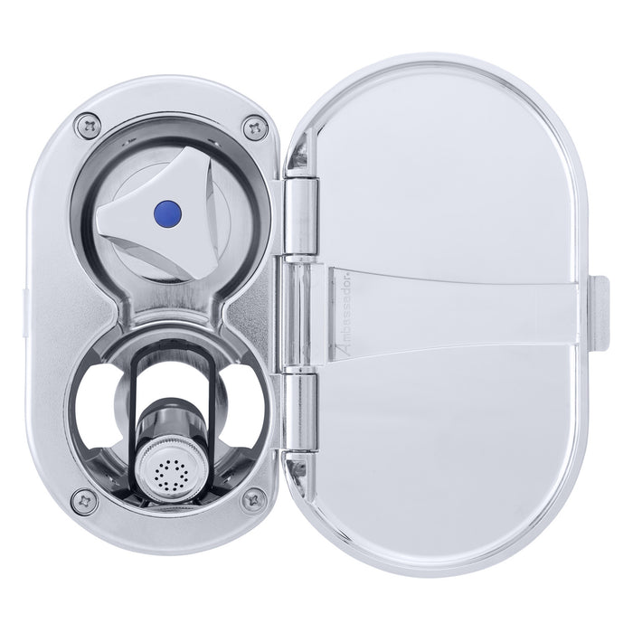 Ambassador Marine 136-0216-CP Trinidad- Transom Shower (Cold Only), Chrome Cup & Lid, Hammer-Head Black Sprayer, 6' Stainless Steel Hose, Chrome Trinidad Handle