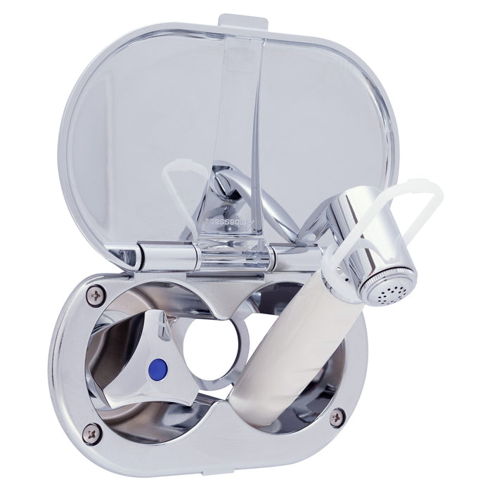 Ambassador Marine 136-0216-CW Trinidad- Transom Shower (Cold Only), Chrome Cup & Lid, Hammer-Head Warm White Sprayer, 6' Stainless Steel Hose, Chrome Trinidad Handle