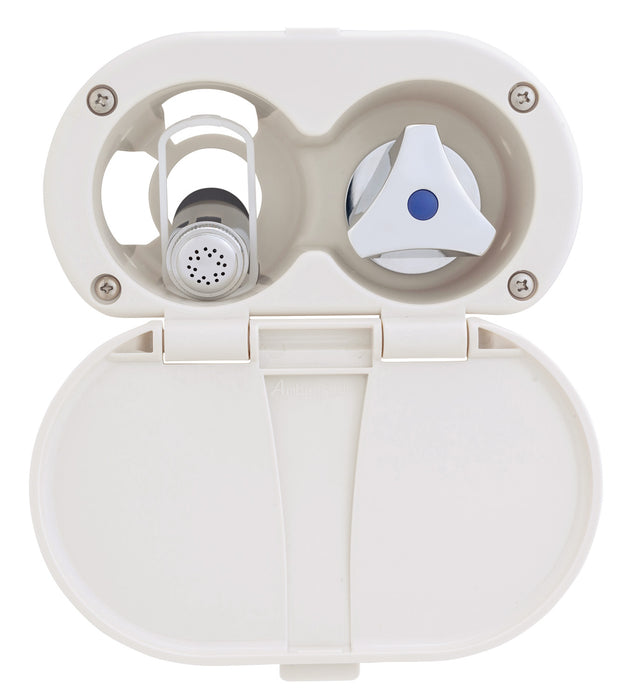 Ambassador Marine 136-0216-WH Trinidad- Transom Shower (Cold Only), Warm White Cup & Lid, Hammer-Head Warm White Sprayer, 6' Stainless Steel Hose, Chrome Trinidad Handle