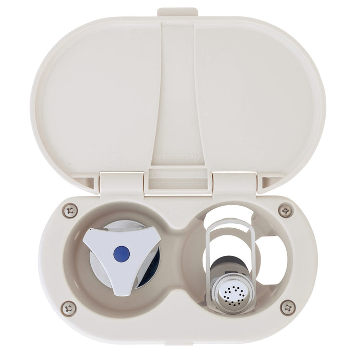 Ambassador Marine 136-0216-WH Trinidad- Transom Shower (Cold Only), Warm White Cup & Lid, Hammer-Head Warm White Sprayer, 6' Stainless Steel Hose, Chrome Trinidad Handle