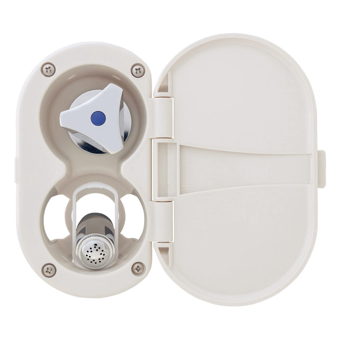 Ambassador Marine 136-0216-WH Trinidad- Transom Shower (Cold Only), Warm White Cup & Lid, Hammer-Head Warm White Sprayer, 6' Stainless Steel Hose, Chrome Trinidad Handle