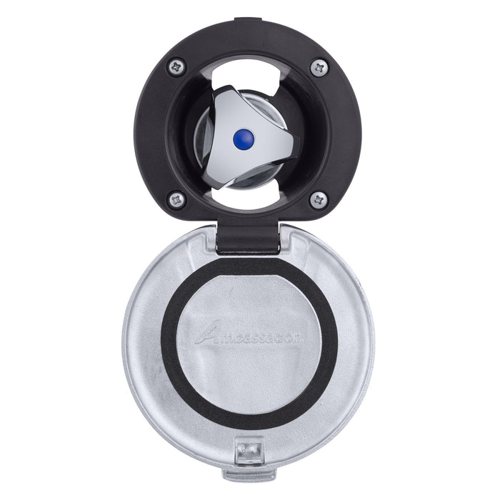 Ambassador Marine 136-0249-CK Trinidad- Recessed Control Valve (Cold Only), Black Cup with Stainless Steel Lid w/Gasket, Chrome Trinidad Handle