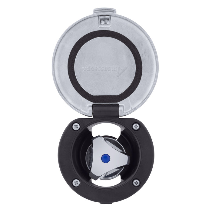 Ambassador Marine 136-0249-CK Trinidad- Recessed Control Valve (Cold Only), Black Cup with Stainless Steel Lid w/Gasket, Chrome Trinidad Handle