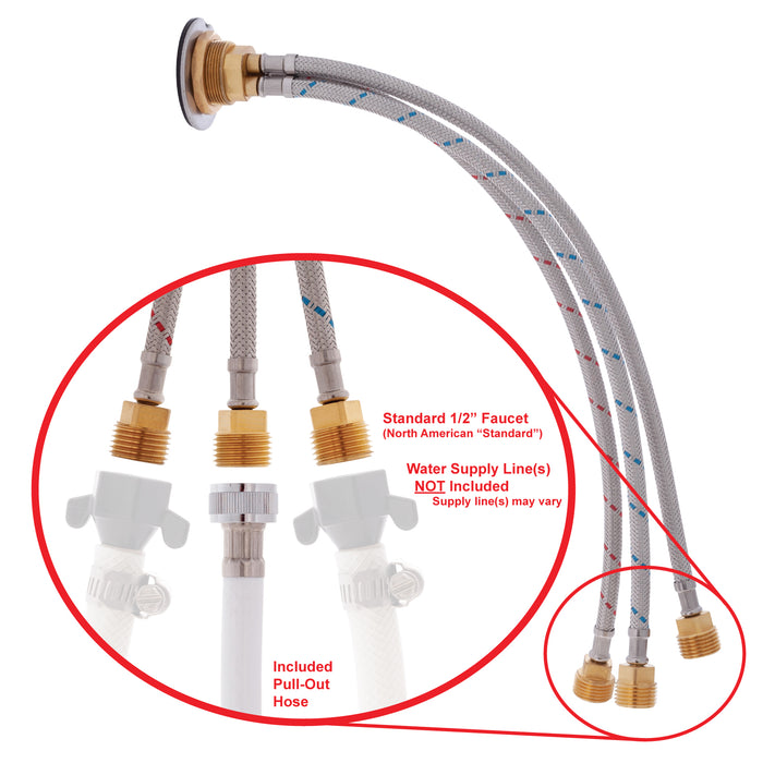 Ambassador Marine 136-1700-AW Aidack- Transom Shower (Hot/Cold Mixer), Arctic White Cup & Lid, Small Arctic White Sprayer, 6' White Rubber Hose, Chrome Aidack Handle