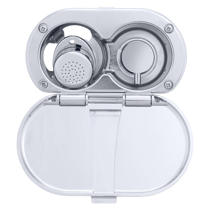 Ambassador Marine 136-1700-CP Aidack- Transom Shower (Hot/Cold Mixer), Chrome Cup & Lid, Small Chrome Sprayer, 6' Black Rubber Hose, Chrome Aidack Handle