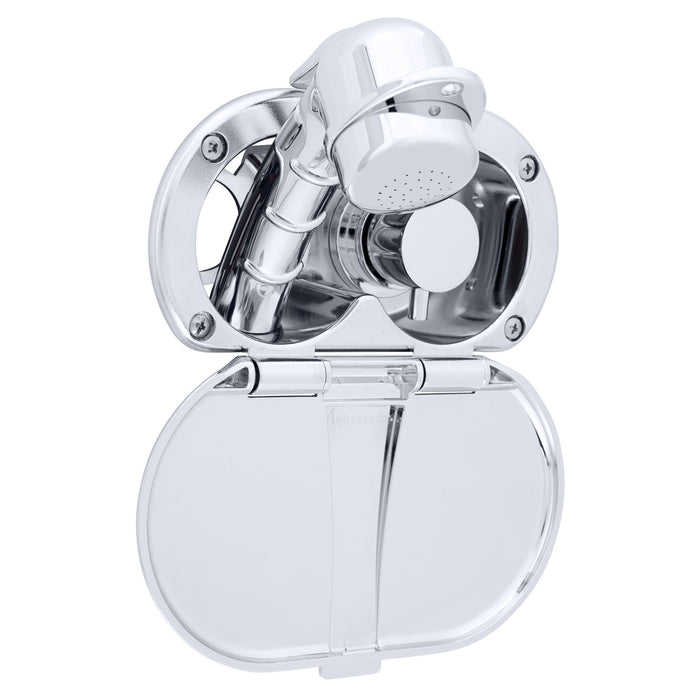 Ambassador Marine 136-1700-CW Aidack- Transom Shower (Hot/Cold Mixer), Chrome Cup & Lid, Small Chrome Sprayer, 6' White Rubber Hose, Chrome Aidack Handle