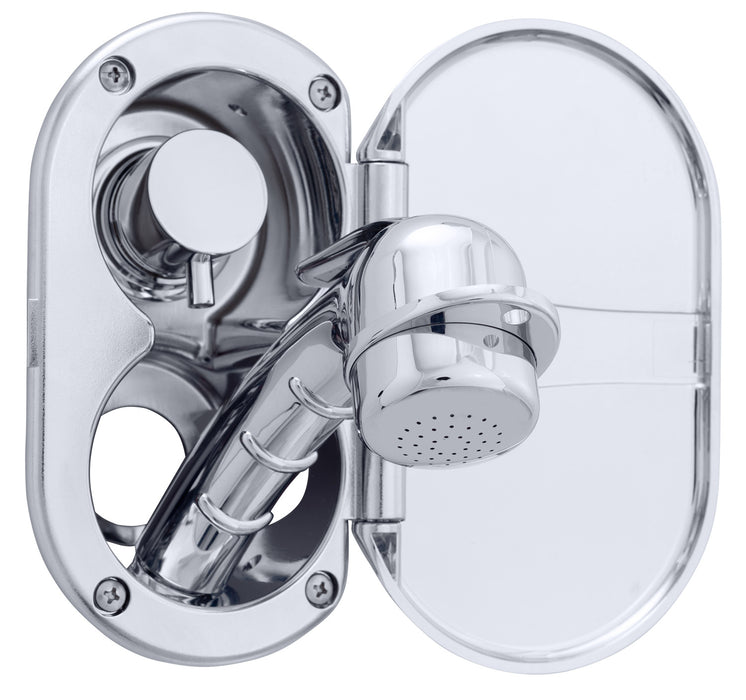 Ambassador Marine 136-1707-CW Aidack- Transom Shower (Hot/Cold Mixer), Chrome Cup & Lid, Small Chrome Sprayer, 10' White Rubber Hose, Chrome Aidack Handle