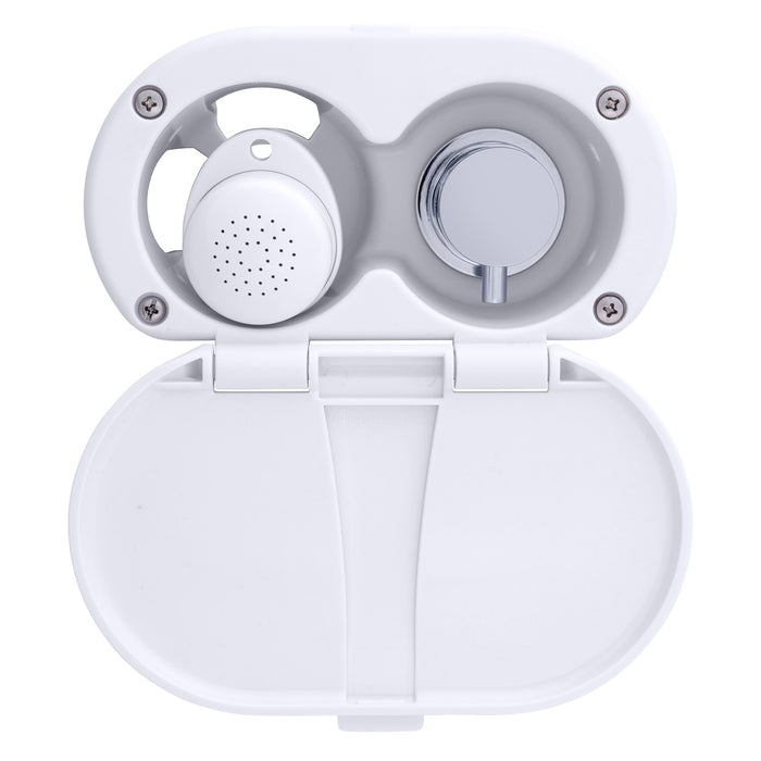 Ambassador Marine 136-1708-AW Aidack- Transom Shower (Hot/Cold Mixer), Arctic White Cup & Lid, Small Arctic White Sprayer, 6' Stainless Steel Hose, Chrome Aidack Handle