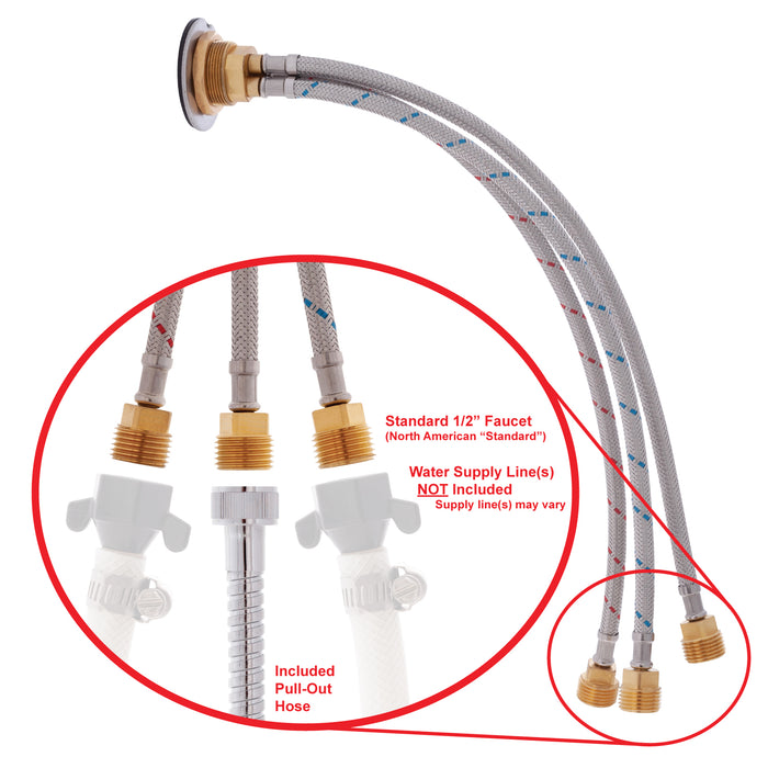 Ambassador Marine 136-1708-AW Aidack- Transom Shower (Hot/Cold Mixer), Arctic White Cup & Lid, Small Arctic White Sprayer, 6' Stainless Steel Hose, Chrome Aidack Handle