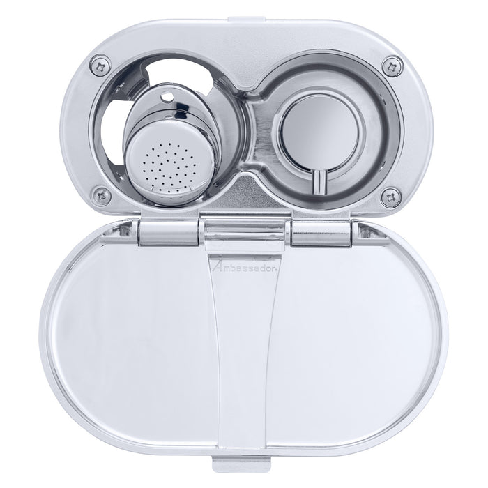 Ambassador Marine 136-1708-CP Aidack- Transom Shower (Hot/Cold Mixer), Chrome Cup & Lid, Small Chrome Sprayer, 6' Stainless Steel Hose, Chrome Aidack Handle