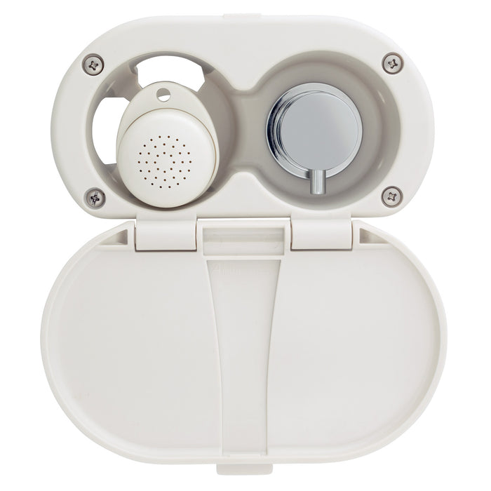 Ambassador Marine 136-1708-WH Aidack- Transom Shower (Hot/Cold Mixer), Warm White Cup & Lid, Small Warm White Sprayer, 6' Stainless Steel Hose, Chrome Aidack Handle