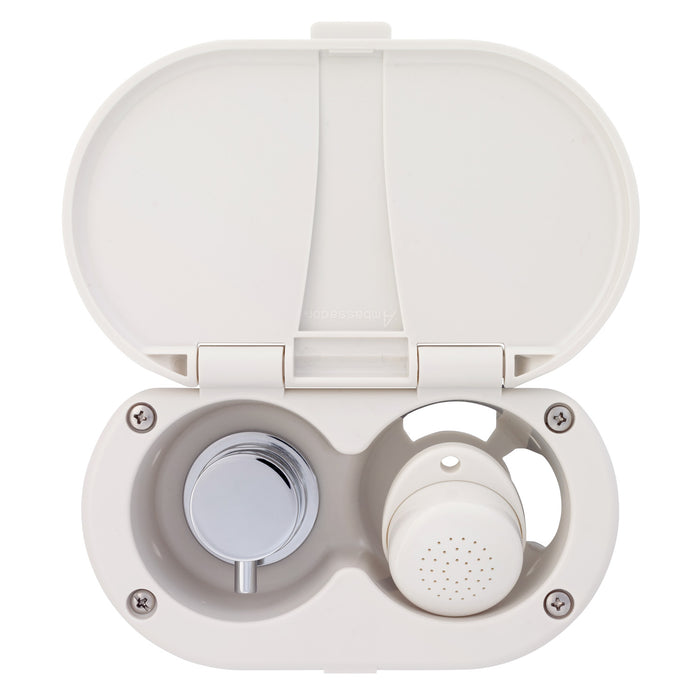 Ambassador Marine 136-1708-WH Aidack- Transom Shower (Hot/Cold Mixer), Warm White Cup & Lid, Small Warm White Sprayer, 6' Stainless Steel Hose, Chrome Aidack Handle