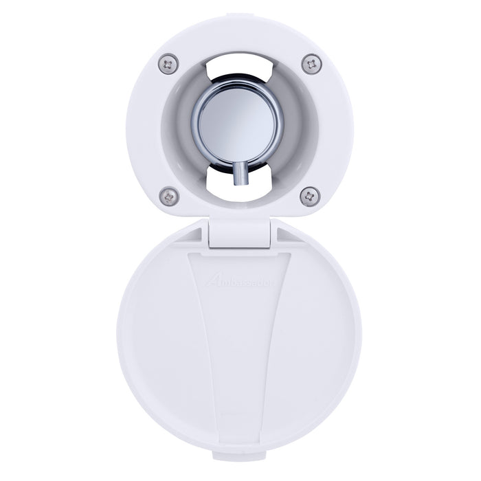 Ambassador Marine 136-1711-CA Aidack- Recessed Control Valve (Hot/Cold Mixer), Arctic White Cup & Lid, Chrome Aidack Handle