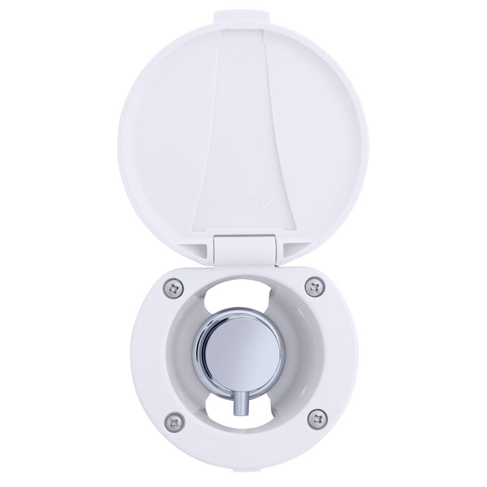 Ambassador Marine 136-1711-CA Aidack- Recessed Control Valve (Hot/Cold Mixer), Arctic White Cup & Lid, Chrome Aidack Handle
