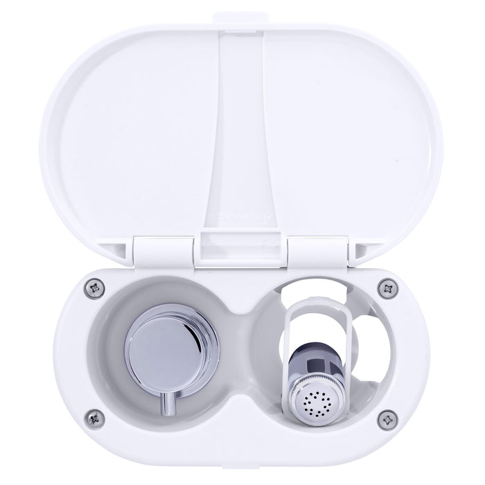 Ambassador Marine 136-1712-AW Aidack- Transom Shower (Hot/Cold Mixer), Arctic White Cup & Lid, Hammer-Head Arctic White Sprayer, 6' White Rubber Hose, Chrome Aidack Handle