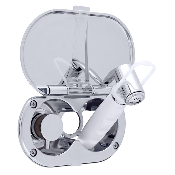 Ambassador Marine 136-1712-CA Aidack- Transom Shower (Hot/Cold Mixer), Chrome Cup & Lid, Hammer-Head Arctic White Sprayer, 6' White Rubber Hose, Chrome Aidack Handle
