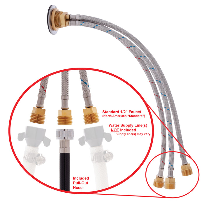 Ambassador Marine 136-1712-CP Aidack- Transom Shower (Hot/Cold Mixer), Chrome Cup & Lid, Hammer-Head Black Sprayer, 6' Black Rubber Hose, Chrome Aidack Handle