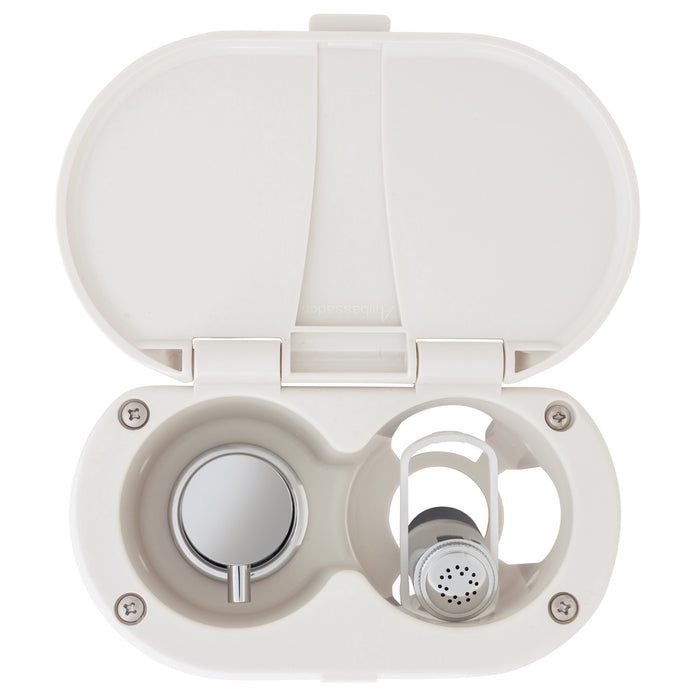 Ambassador Marine 136-1712-WH Aidack- Transom Shower (Hot/Cold Mixer), Warm White Cup & Lid, Hammer-Head Warm White Sprayer, 6' White Rubber Hose, Chrome Aidack Handle