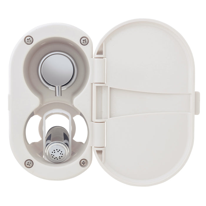 Ambassador Marine 136-1712-WH Aidack- Transom Shower (Hot/Cold Mixer), Warm White Cup & Lid, Hammer-Head Warm White Sprayer, 6' White Rubber Hose, Chrome Aidack Handle