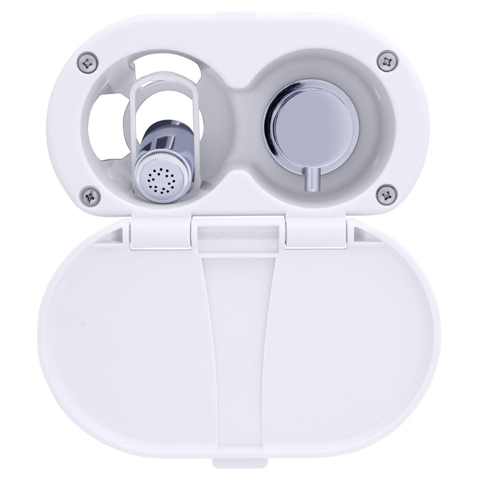 Ambassador Marine 136-1714-AW Aidack- Transom Shower (Hot/Cold Mixer), Arctic White Cup & Lid, Hammer-Head Arctic White Sprayer, 10' White Rubber Hose, Chrome Aidack Handle