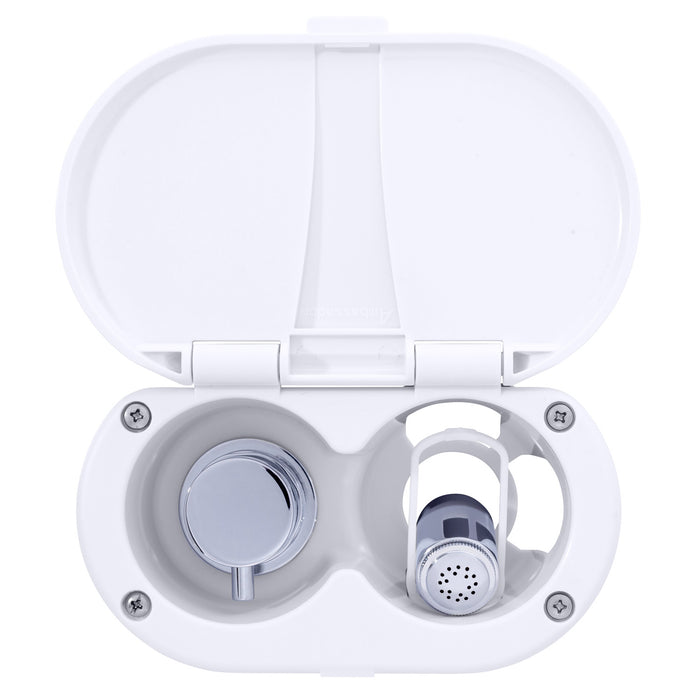 Ambassador Marine 136-1714-AW Aidack- Transom Shower (Hot/Cold Mixer), Arctic White Cup & Lid, Hammer-Head Arctic White Sprayer, 10' White Rubber Hose, Chrome Aidack Handle