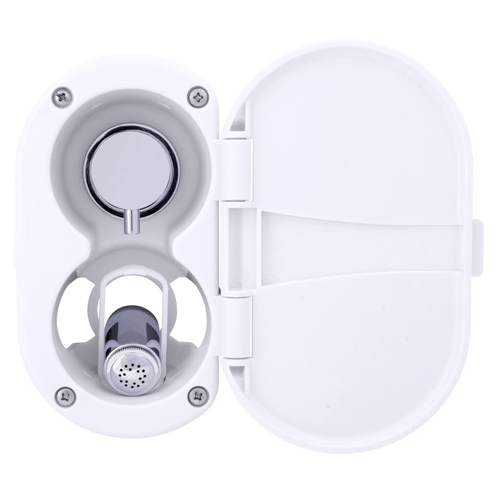 Ambassador Marine 136-1714-AW Aidack- Transom Shower (Hot/Cold Mixer), Arctic White Cup & Lid, Hammer-Head Arctic White Sprayer, 10' White Rubber Hose, Chrome Aidack Handle