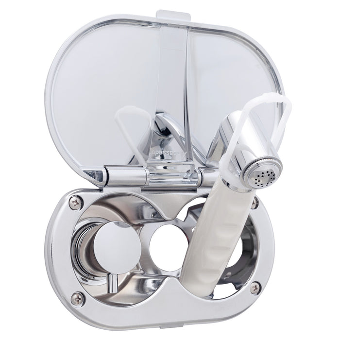 Ambassador Marine 136-1714-CW Aidack- Transom Shower (Hot/Cold Mixer), Chrome Cup & Lid, Hammer-Head Warm White Sprayer, 10' White Rubber Hose, Chrome Aidack Handle