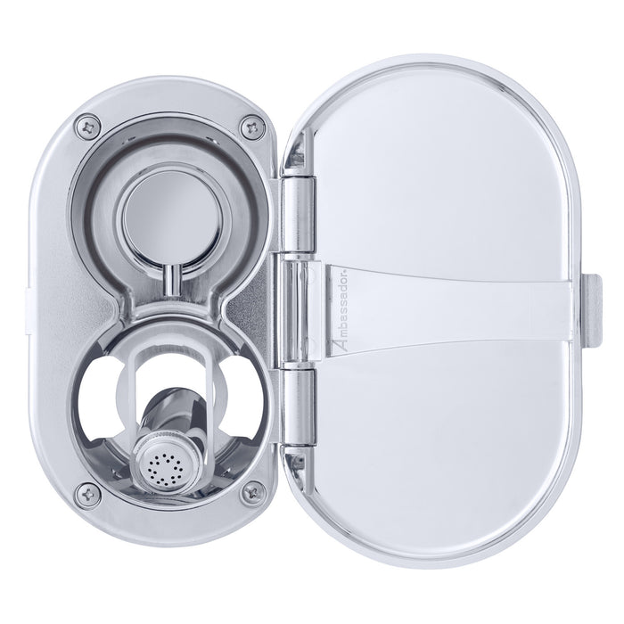 Ambassador Marine 136-1714-CW Aidack- Transom Shower (Hot/Cold Mixer), Chrome Cup & Lid, Hammer-Head Warm White Sprayer, 10' White Rubber Hose, Chrome Aidack Handle