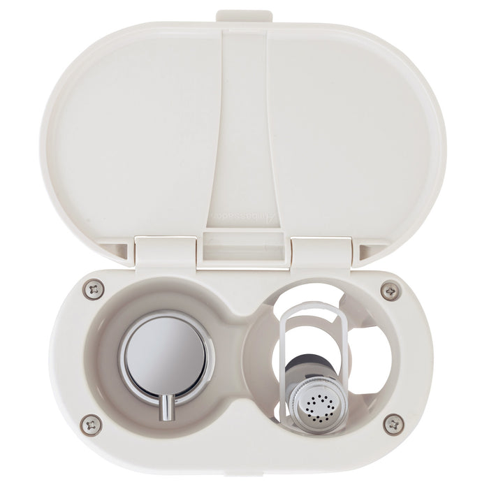 Ambassador Marine 136-1714-WH Aidack- Transom Shower (Hot/Cold Mixer), Warm White Cup & Lid, Hammer-Head Warm White Sprayer, 10' White Rubber Hose, Chrome Aidack Handle