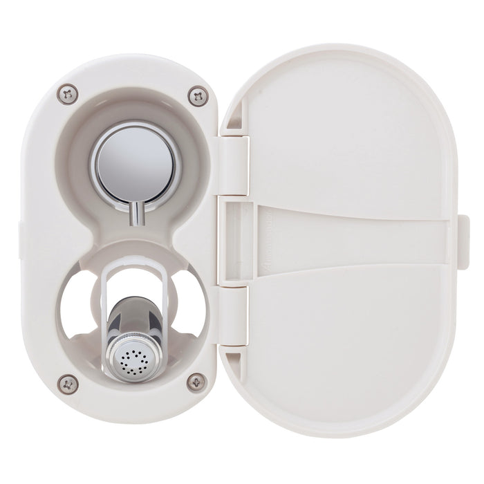 Ambassador Marine 136-1714-WH Aidack- Transom Shower (Hot/Cold Mixer), Warm White Cup & Lid, Hammer-Head Warm White Sprayer, 10' White Rubber Hose, Chrome Aidack Handle