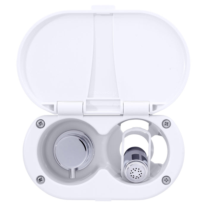 Ambassador Marine 136-1716-AW Aidack- Transom Shower (Hot/Cold Mixer), Arctic White Cup & Lid, Hammer-Head Arctic White Sprayer, 6' Stainless Steel Hose, Chrome Aidack Handle