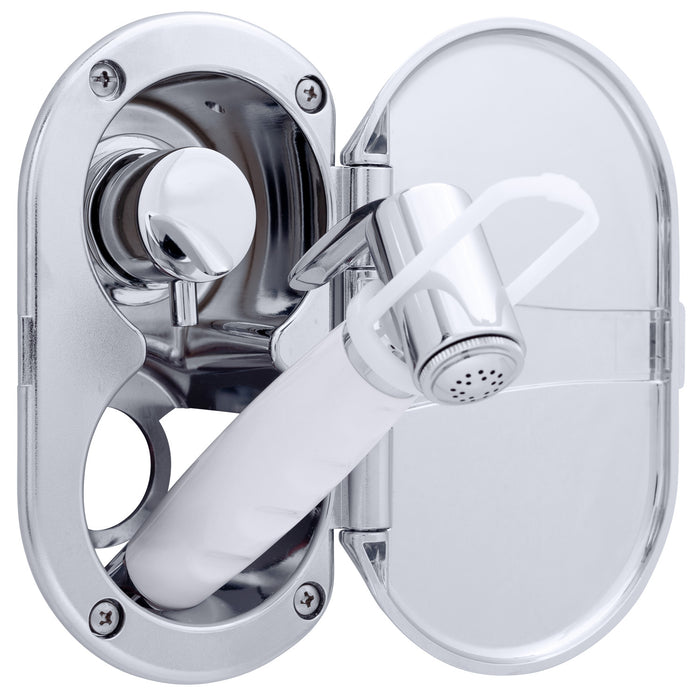 Ambassador Marine 136-1716-CA Aidack- Transom Shower (Hot/Cold Mixer), Chrome Cup & Lid, Hammer-Head Arctic White Sprayer, 6' Stainless Steel Hose, Chrome Aidack Handle