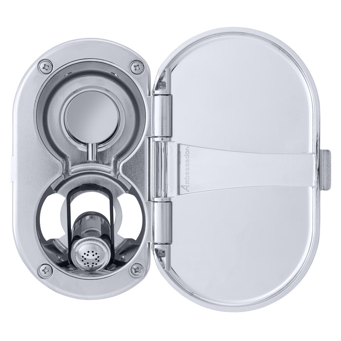 Ambassador Marine 136-1716-CP Aidack- Transom Shower (Hot/Cold Mixer), Chrome Cup & Lid, Hammer-Head Black Sprayer, 6' Stainless Steel Hose, Chrome Aidack Handle