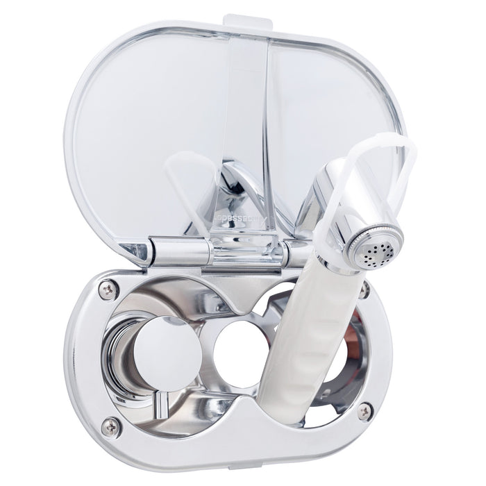 Ambassador Marine 136-1716-CW Aidack- Transom Shower (Hot/Cold Mixer), Chrome Cup & Lid, Hammer-Head Warm White Sprayer, 6' Stainless Steel Hose, Chrome Aidack Handle